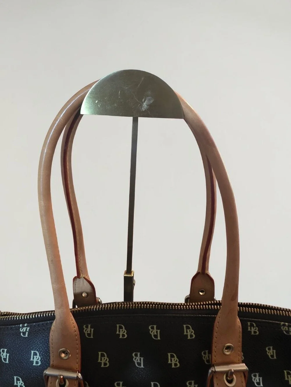 Dooney & Bourke Brown & Gold Monogram Satchel Handbag